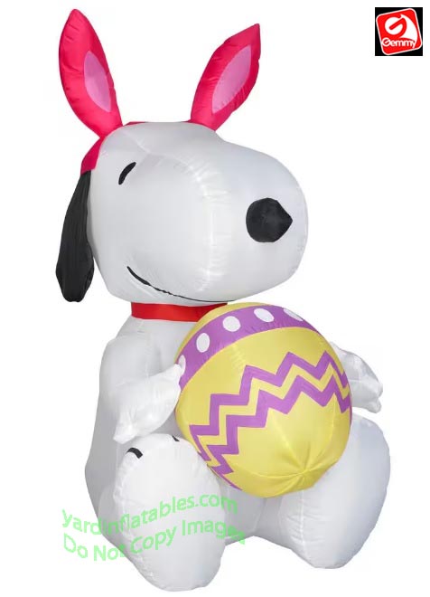 3 1/2' Gemmy Airblown Inflatable Snoopy Dressed As A Bunny Holding Egg