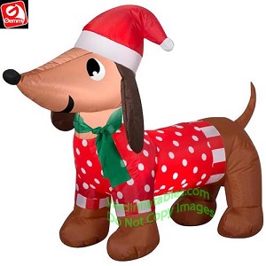 4' Gemmy Airblown Inflatable Christmas Dachshund w/ Winter Outfit 