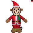 4' Gemmy Airblown Inflatable Christmas Monkey Wearing Santa Suit & Green Scarf 