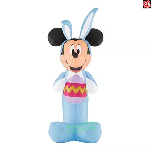4' Gemmy Airblown Inflatable Disney's Mickey Mouse in Blue Bunny Suit w/ Easter Egg 