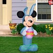 4' Gemmy Airblown Inflatable Disney's Mickey Mouse in Blue Bunny Suit w/ Easter Egg 