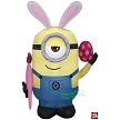 4' Gemmy Airblown Inflatable Easter Minion Stuart Holding An Egg & Paint Brush 