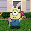 4' Gemmy Airblown Inflatable Easter Minion Stuart Holding An Egg & Paint Brush 