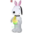 4' Gemmy Airblown Inflatable Easter Peanuts Snoopy Wearing Bunny Ears Holding Woodstock 